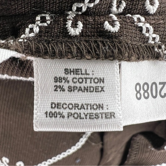 SIZE 6 ANN TAYLOR LOFT BROWN WHITE EMBROIDERED CROPPED CAPRI PANTS BOHO PREPPY - Picture 11 of 11